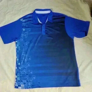 Men's AND1 Blue Ombre Basketball Player Athletic Golf Polo Shirt sz XL